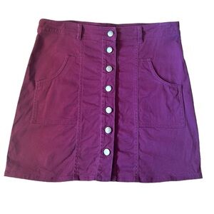 Altar'd State Maroon Denim Mini Skirt Women’s Size Large